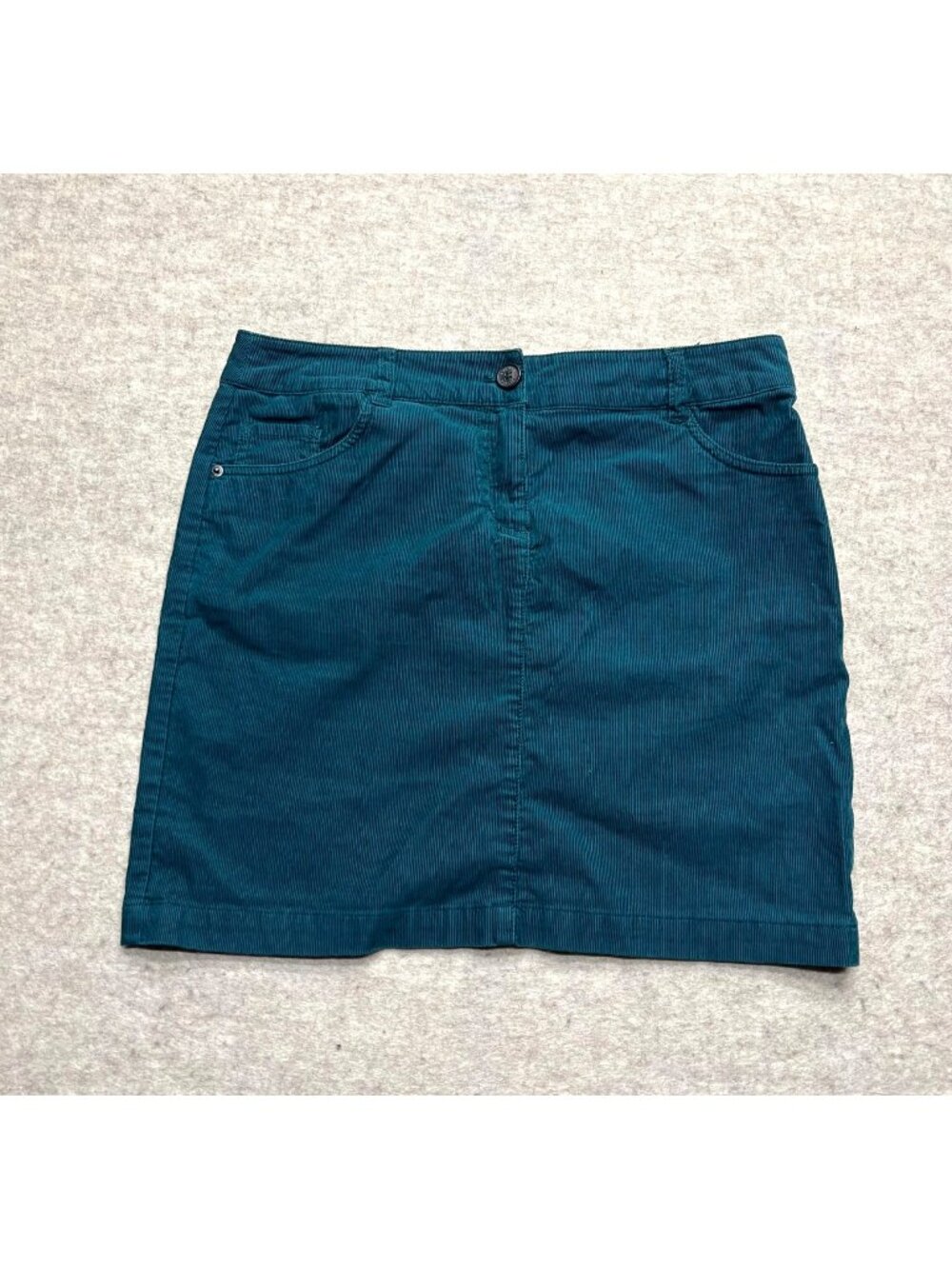 S.Oliver Green Corduroy Mini Skirt 5-pocket Micro Cords Casual Y2K Festival 38 - Picture 1 of 6